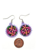 Embroidered Flower Earrings